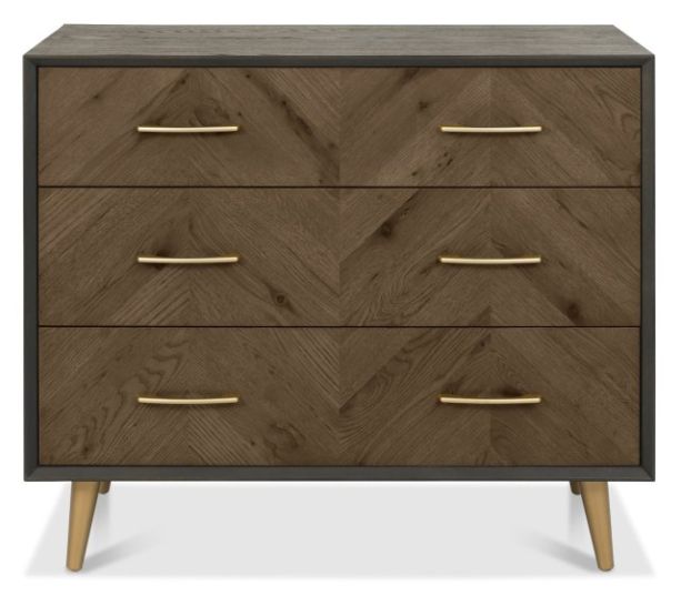 Sienna Fumed Oak & Peppercorn 3 Drawer Chest by Bentley Designs | Style Our Home