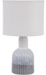Grey Porcelain Lamp with Ribbed Detailing and White Shade by Libra | Style Our Home 