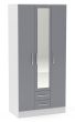 Lynx White Grey 3 Door 2 Drawer Wardrobe With Mirror