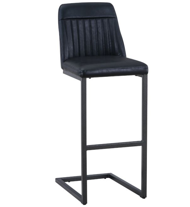 Vintage Black Leather Bar Stool by Baumhaus | Style Our Home