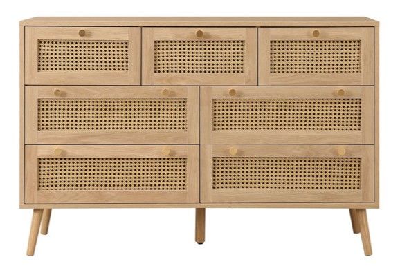 Croxley 7 Drawer Rattan Chest Oak by Birlea | Style Our Home