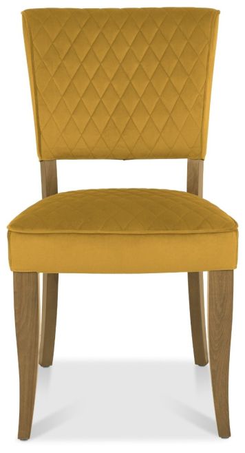 Logan Rustic Oak Upholstered Chair - Mustard Velvet Fabric (Pair) by Bentley Designs | Style Our Home