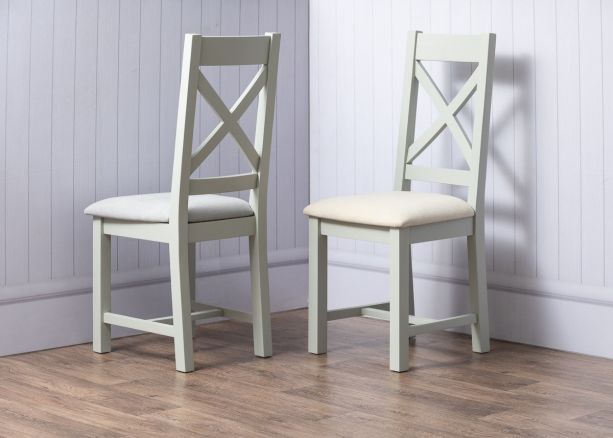 Jasmine Mist Oak Crossback Fabric Dining Chair (pair) - Style Our Home