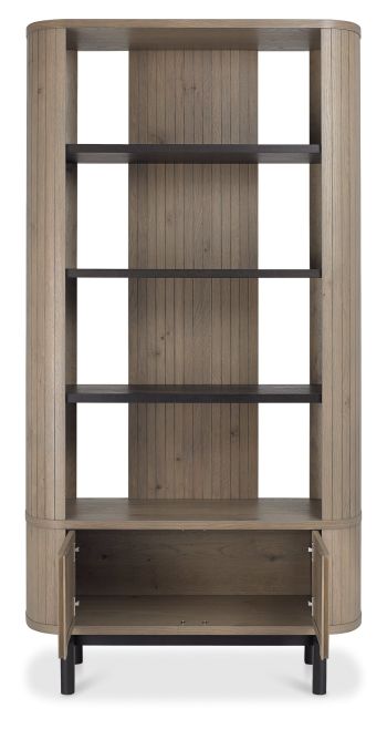 Vega Grey Oiled Oak & Peppercorn Display Unit by Bentley Designs | Style Our Home