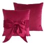 Pm Velv Cushion With Bow Fuschia by Malini | Style Our Home