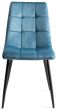 Dansk Scandi Oak 4 Seater Dining Table & 4 Mondrian Petrol Blue Velvet Fabric Chairs with Sand Black Powder Coated Legs - Style Our Home