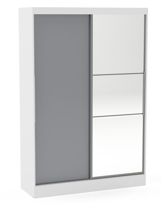 Lynx White Grey 2 Door Sliding Wardrobe With Mirror