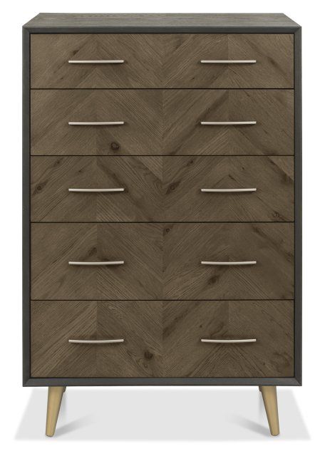 Sienna Fumed Oak & Peppercorn 5 Drawer Chest by Bentley Designs | Style Our Home