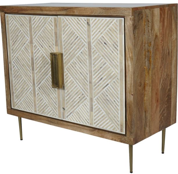 Linden Bone and Mango Wood 2 Door Cabinet by Libra | Style Our Home