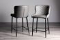 Upholstered Dark Grey Diamond Bar Stool with Black Frame (Pair)