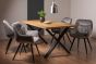 Ramsay Oak Melamine 6 Seater Table - X Leg & 4 Dali Grey Velvet Chairs by Bentley Designs | Style Our Home