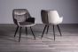 Ramsay Oak Melamine 6 Seater Table - X Leg & 6 Dali Grey Velvet Chairs by Bentley Designs | Style Our Home