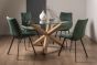 Turin Glass 4 Seater Table - Light Oak Legs & 4 Fontana Green Velvet Chairs by Bentley Designs | Style Our Home
