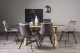 Turin Glass 6 Seater Table - Light Oak Legs & 6 Fontana Grey Velvet Chairs by Bentley Designs | Style Our Home