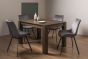 Turin Dark Oak 4-6 Seater Table & 4 Fontana Grey Velvet Chairs by Bentley Designs | Style Our Home