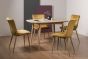 Dansk Scandi Oak 4 Seater Dining Table & 4 Eriksen Mustard Velvet Fabric Chairs with Grey Rustic Oak Effect Legs - Style Our Home