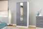 Lynx White Grey 3 Door 2 Drawer Wardrobe With Mirror