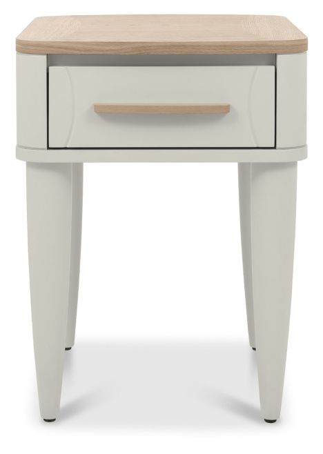 Larsen Scandi Oak & Soft Grey Lamp Table with Drawerby Bentle by Designs | Style Our Home