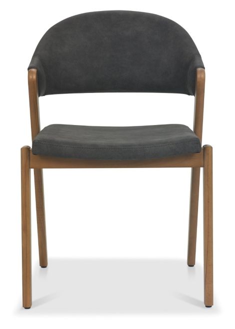 Camden Rustic Oak Upholstered Chair in a Dark Grey Fabric (Pair) by Bentley Designs | Style Our Home