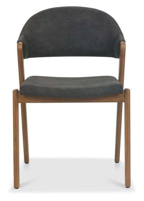 Camden Rustic Oak 4-6 Seater Table & 2 Side Chairs in Dark Grey Fabric & Small Bench by Bentley Designs | Style Our Home