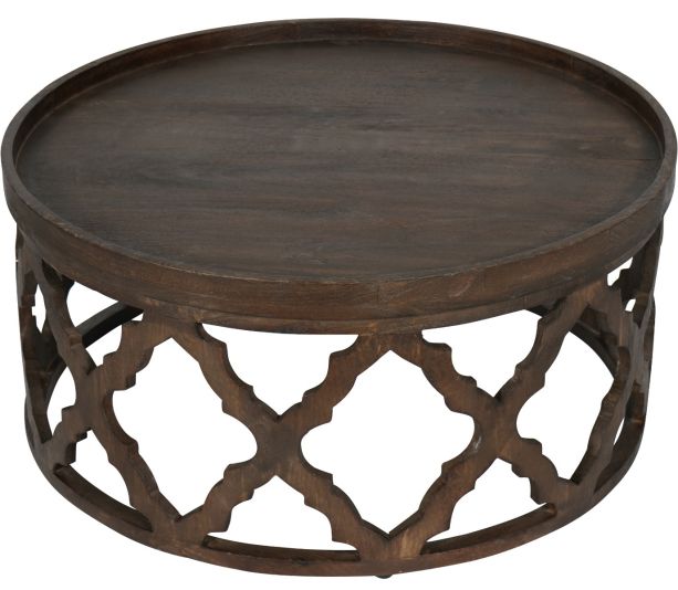 Kielder Solid Carved Wooden Coffee Table in Dark Brown by Libra | Style Our Home