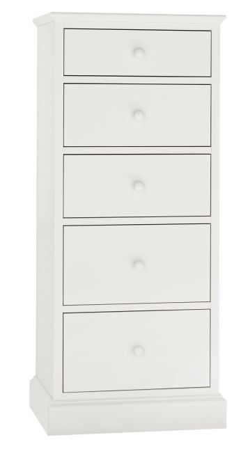 Ashby White 5 Drawer Tall Chest - Style Our Home