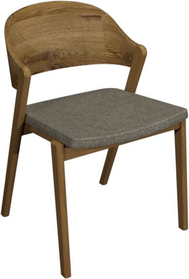 Vega Rustic Oak Ply Back Chair - Grey Fabric (Pair) by Bentley Designs | Style Our Home