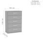 Lynx Grey 5 Drawer Chest