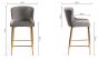 Upholstered Grey Velvet Diamond Bar Stool with Gold Frame (Pair)