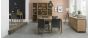 Bergen Oak 4-6 Seater Table & 4 Upholstered Chairs in Black Gold Fabric by Bentley Designs | Style Our Home