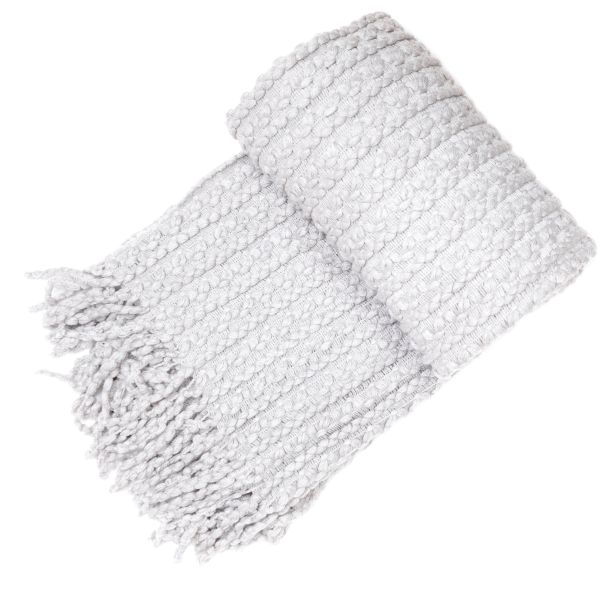 Grey Barley Twist Throw W. Tassels by Malini | Style Our Home