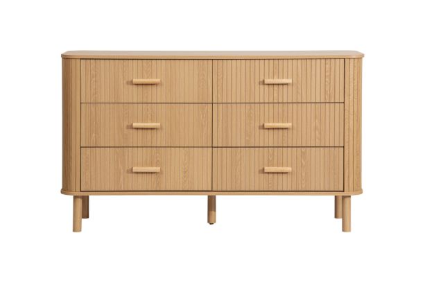 Axel 6 Drawer Fluted Chest Oak by Birlea | Style Our Home