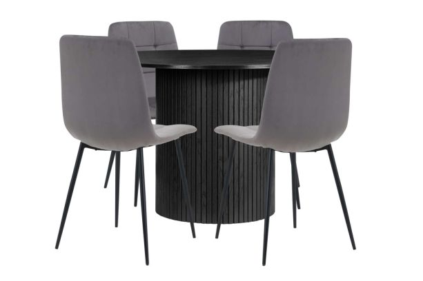 Axel Round Fluted Dining Table Black by Birlea | Style Our Home