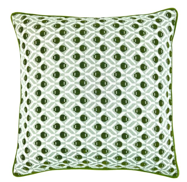 Piped Geo Jaq Cushions Olive by Malini | Style Our Home
