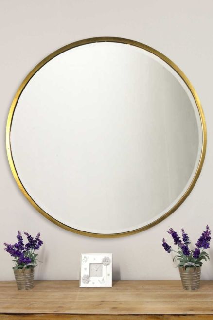 Muse Gold Large Bevelled Round Mirror 