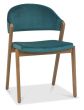 Camden Rustic Oak Upholstered Chair in an Azure Velvet Fabric (Pair) by Bentley Designs | Style Our Home