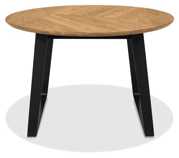 Emerson Rustic Oak & Peppercorn 4 Seater Circular Dining Table by Bentley Designs | Style Our Home
