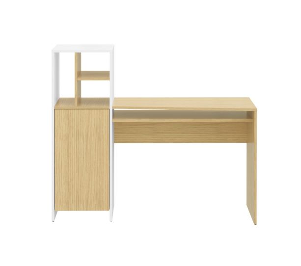 Mitch Light Oak (Melamine) / Pure White Desk | Style Our Home
