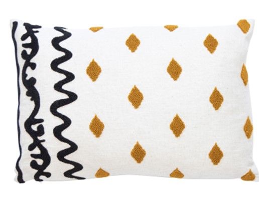 Textured Ethnic Mustard/Black Crewel Stitch O by Malini | Style Our Home