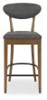 Ellipse Rustic Oak Upholstered Bar Stool - Dark Grey Fabric (Pair) by Bentley Designs | Style Our Home
