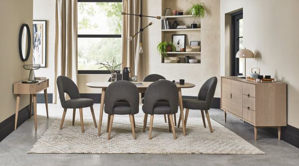 dansk-scandi-oak-6-8-seater-table-6-upholstered-chairs-in-cold-steel-fabric