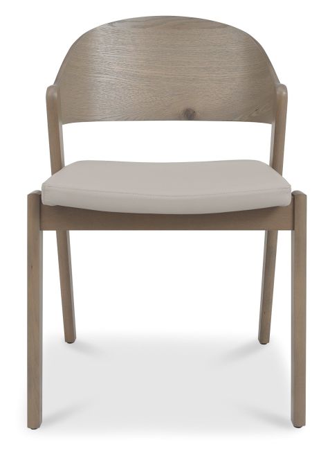 Vega Grey Oiled Oak Ply Back Chair - Grey Bonded Leather (Pair) by Bentley Designs | Style Our Home