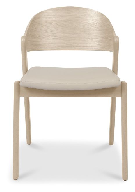 Vega Scandi Oak Ply Back Chair - Ivory Bonded Leather (Pair)by Bentle by Designs | Style Our Home
