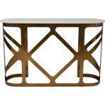 Metro Console Table Satin Bronze with Off-White Marble Top