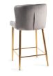Upholstered Grey Velvet Diamond Bar Stool with Gold Frame (Pair)