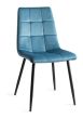 Upholstered Blue Velvet Chair with Black Frame (Pair)