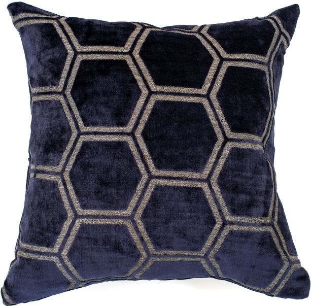 Large Hexagon Cut Velvet Navy by Malini | Style Our Home
