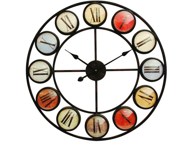 Smarty Iron Clock Roman Numerals Coloured Domed Perspex by Libra Designs | Style Our Home
