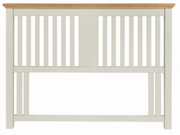 Bentley Designs Hampstead Soft Grey & Pale Oak Double Slatted Headboard - 135cm - Style Our Home