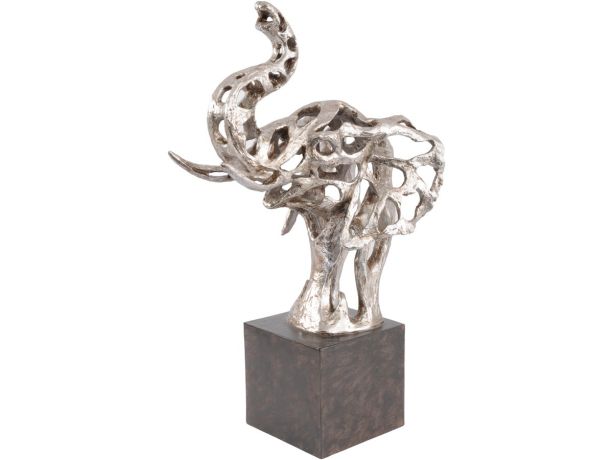 Addo Abstract Elephant Head Sculpture in Silver Resin By Libra | Style Our Home